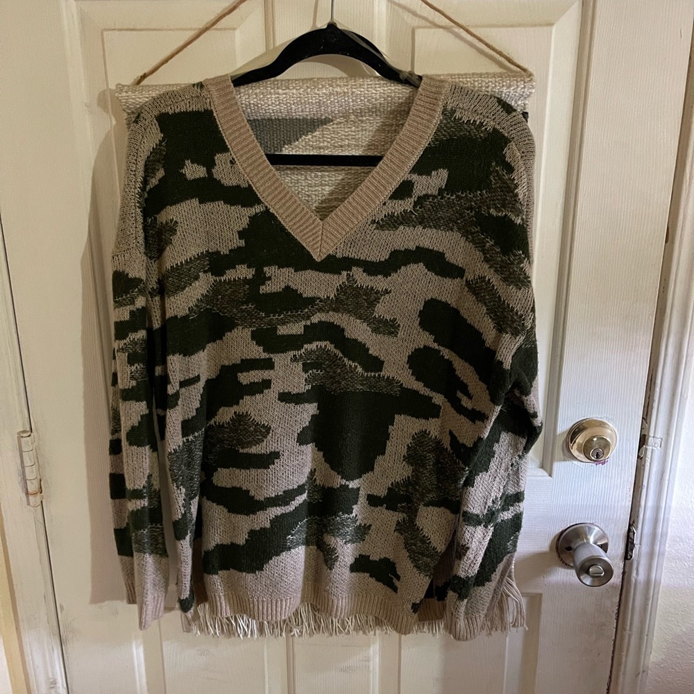 Camo knit sweater
